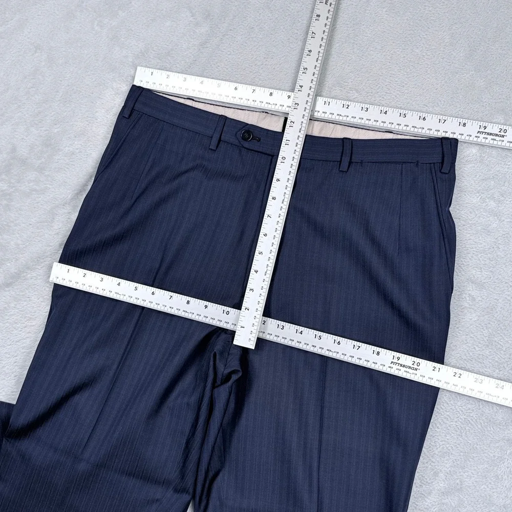 Brioni Colosse Suit Wool Silk Mens 44R Blazer Blue Tonal Stripe Cuffed Pants